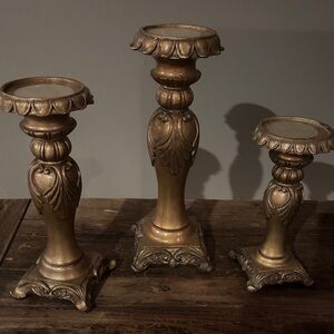 Elegant Bronze Candle Holder Set Holiday decor